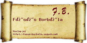Fésüs Borbála névjegykártya